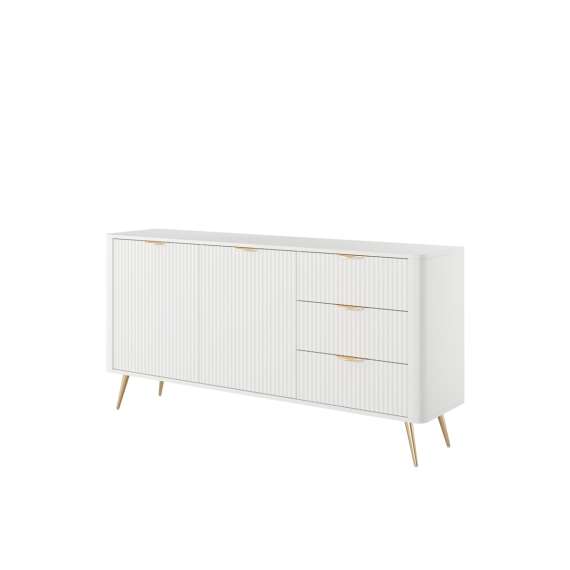 Skjenk Lante 163x81 cm - hvit - 2 dører - 3 skuffer