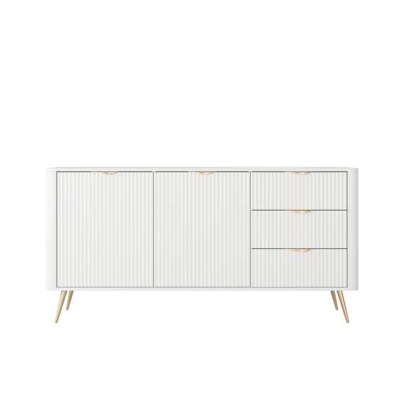 Skjenk Lante 163x81 cm - hvit - 2 dører - 3 skuffer