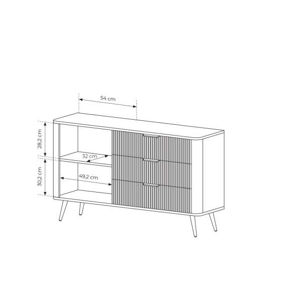Skjenk Lante 138x81 cm - hvit - 1 dør - 3 skuffer