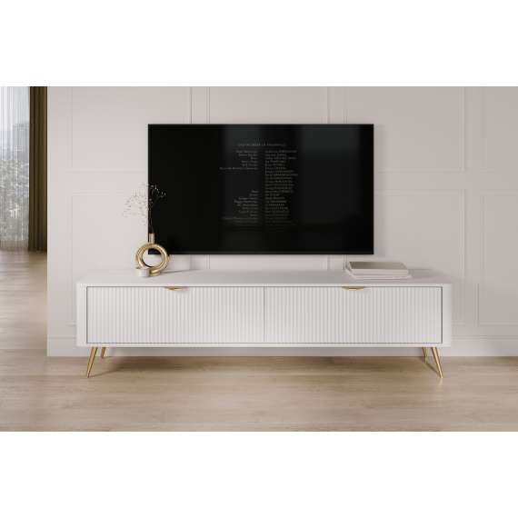 Tv-benk Lante 200x51 cm - hvit - 2 dører