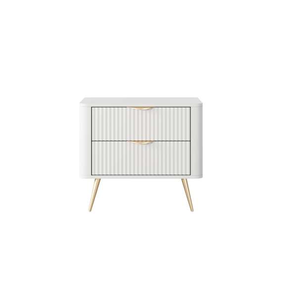 Nattbord Lante 63x55 cm - hvit - 2 skuffer