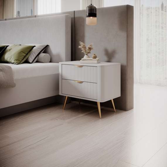 Nattbord Lante 63x55 cm - hvit - 2 skuffer