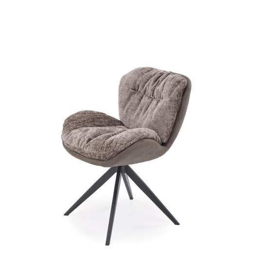 Stol HAGA - grå stoff - rygg imitert skinn - svingbar 360 grader