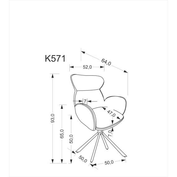 Stol GLARUS - kanel stoff - svingbar 180 grader