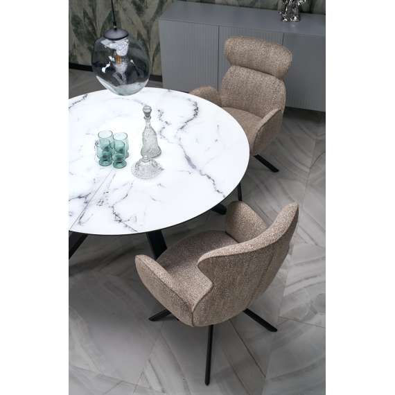 Stol GLARUS - mørk beige stoff - svingbar 180 grader