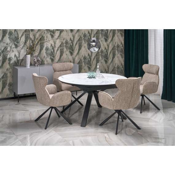 Stol GLARUS - mørk beige stoff - svingbar 180 grader