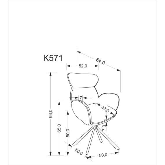 Stol GLARUS - grå stoff - svingbar 180 grader