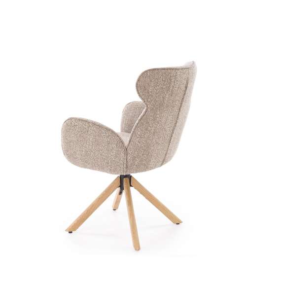 Stol ROMONT - mørk beige - eik bein - svingbar 360 grader