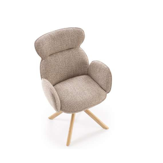 Stol ROMONT - mørk beige - eik bein - svingbar 360 grader