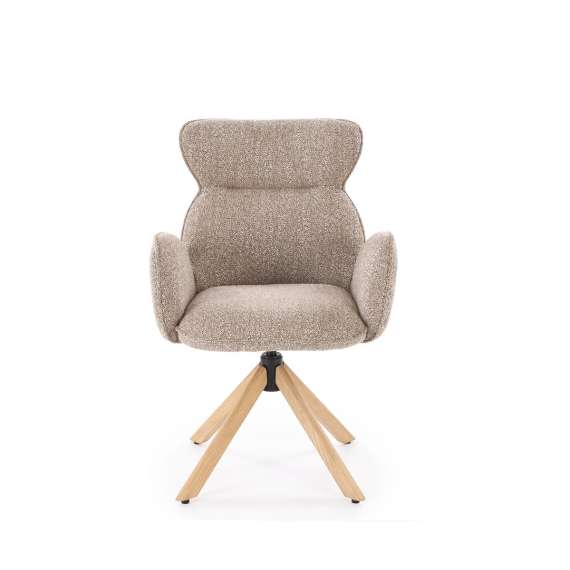 Stol ROMONT - mørk beige - eik bein - svingbar 360 grader