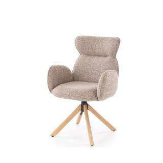 Stol ROMONT - mørk beige - eik bein - svingbar 360 grader