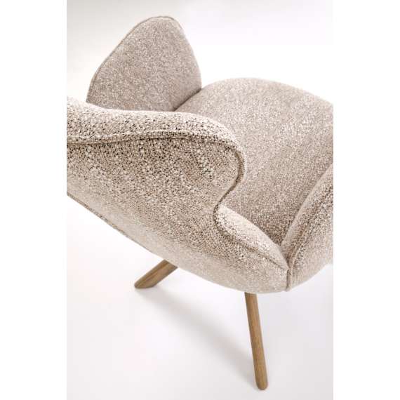 Stol ROMONT - mørk beige - lys valnøtt bein - svingbar 360 grader