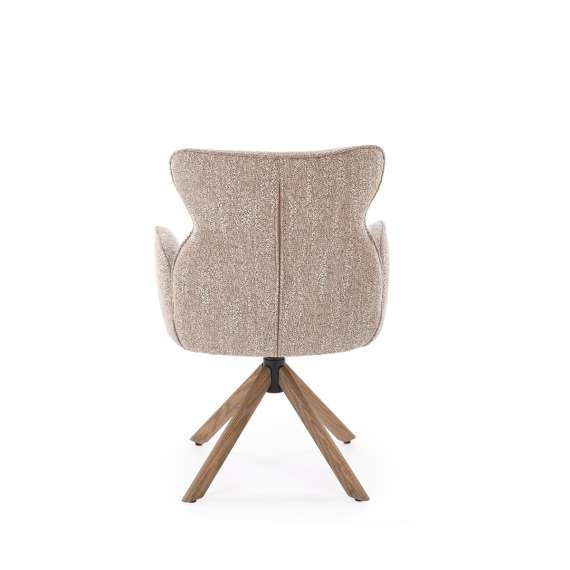 Stol ROMONT - mørk beige - lys valnøtt bein - svingbar 360 grader