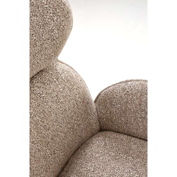 Stol ROMONT - mørk beige - lys valnøtt bein - svingbar 360 grader