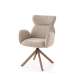 Stol ROMONT - mørk beige - lys valnøtt bein - svingbar 360 grader