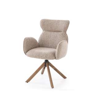 Stol ROMONT - mørk beige - lys valnøtt bein - svingbar 360 grader
