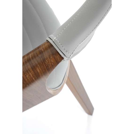 Stol BERNO - grå imitert skinn - valnøtt bein