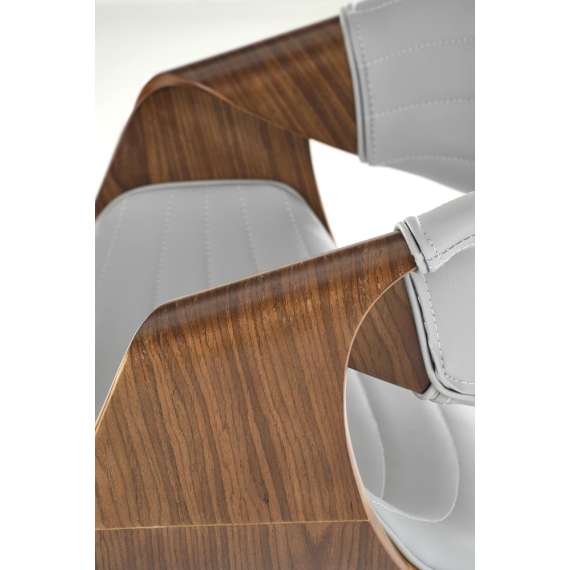 Stol BERNO - grå imitert skinn - valnøtt bein