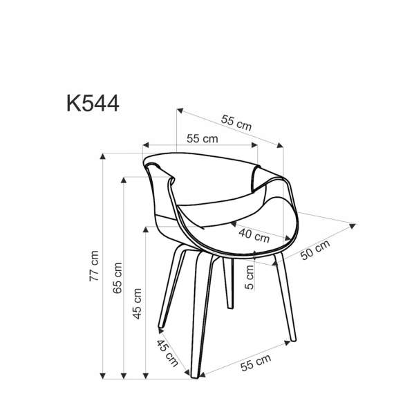 Stol BERNO - grå imitert skinn - valnøtt bein
