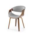 Stol BERNO - grå imitert skinn - valnøtt bein