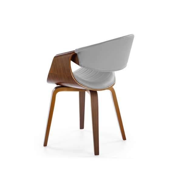 Stol BERNO - grå imitert skinn - valnøtt bein