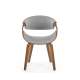 Stol BERNO - grå imitert skinn - valnøtt bein