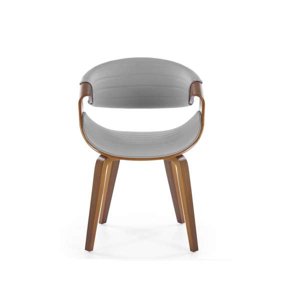 Stol BERNO - grå imitert skinn - valnøtt bein