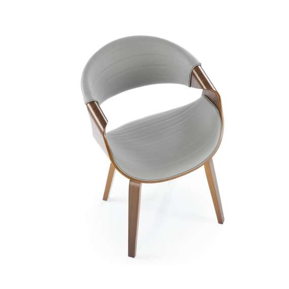 Stol BERNO - grå imitert skinn - valnøtt bein