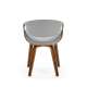 Stol BERNO - grå imitert skinn - valnøtt bein