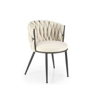 Stol GALLEN - crem stoff - svart metall bein