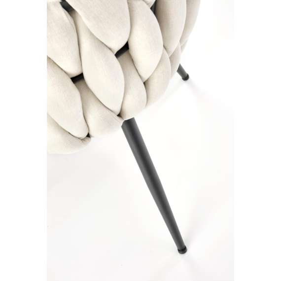 Stol GALLEN - crem stoff - svart metall bein