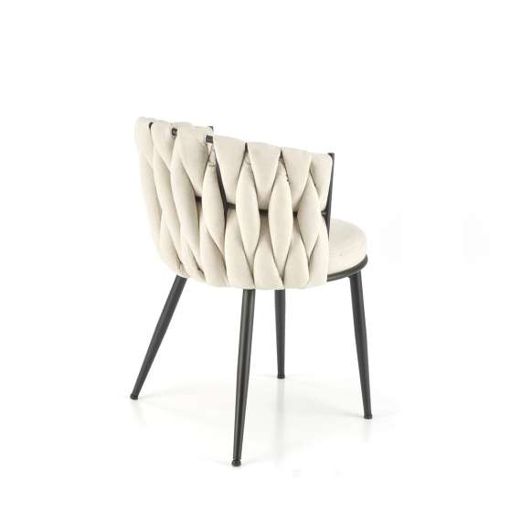 Stol GALLEN - crem stoff - svart metall bein