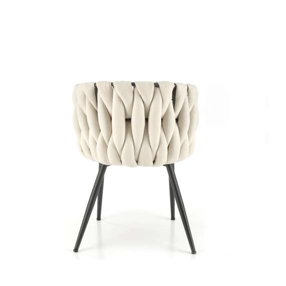 Stol GALLEN - crem stoff - svart metall bein