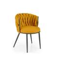 Stol GALLEN - sannepsgul stoff - svart metall bein