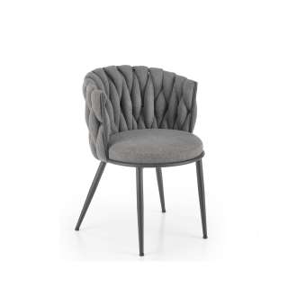 Stol GALLEN - grå stoff - svart metall bein