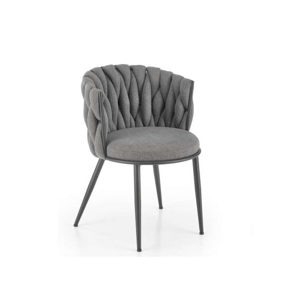 Stol GALLEN - grå stoff - svart metall bein