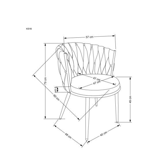 Stol GALLEN - grå stoff - svart metall bein