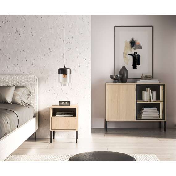 Nattbord BARNEE 40x53 cm - 1 skuff -  eik lindberg