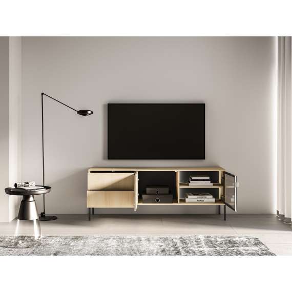 Tv-benk BARNEE 160x59 cm - 2 dører - 2 skuffer -  eik lindberg