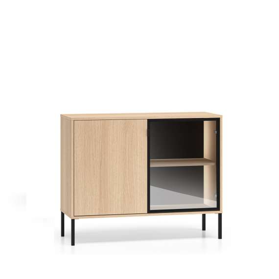 Skjenk BARNEE 107x86 cm - 2 dører -  eik lindberg - LED