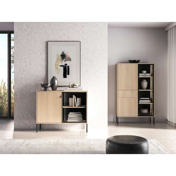 Skjenk BARNEE 107x86 cm - 2 dører -  eik lindberg - LED