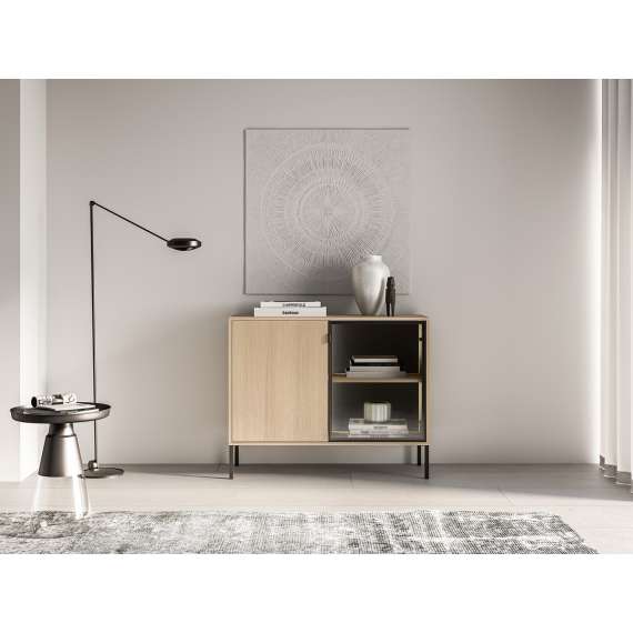 Skjenk BARNEE 107x86 cm - 2 dører -  eik lindberg - LED