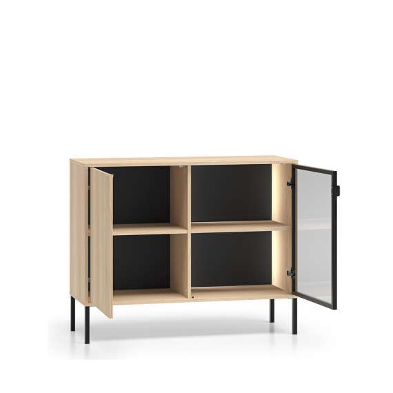 Skjenk BARNEE 107x86 cm - 2 dører -  eik lindberg - LED