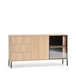 Skjenk BARNEE 160x86 cm - 2 dører - 2 skuffer - eik lindberg - LED