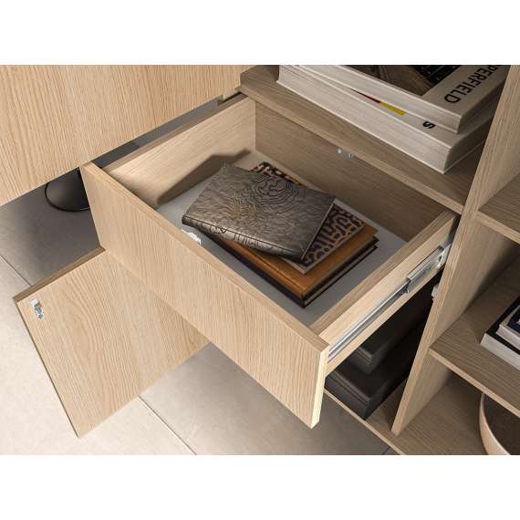 Vitrineskap BARNEE 92x150 cm - 2 dører - 1 skuff - eik lindberg - LED