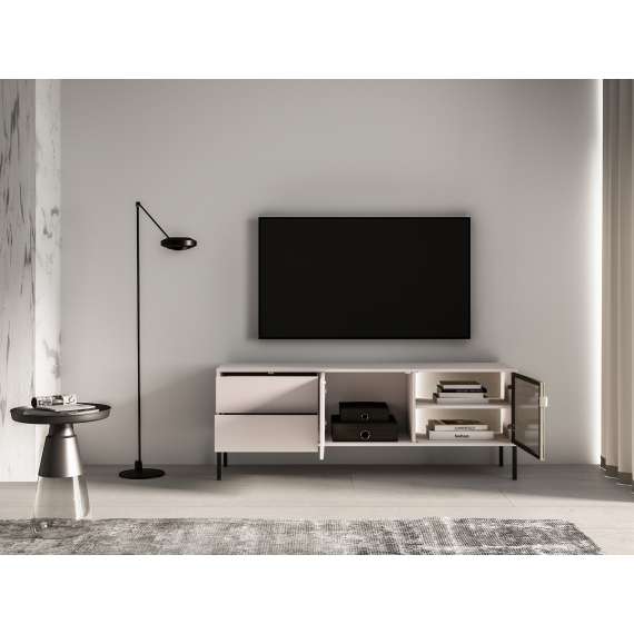 Tv-benk BARNEE 160x59 cm - 2 dører - 2 skuffer -  cashmere