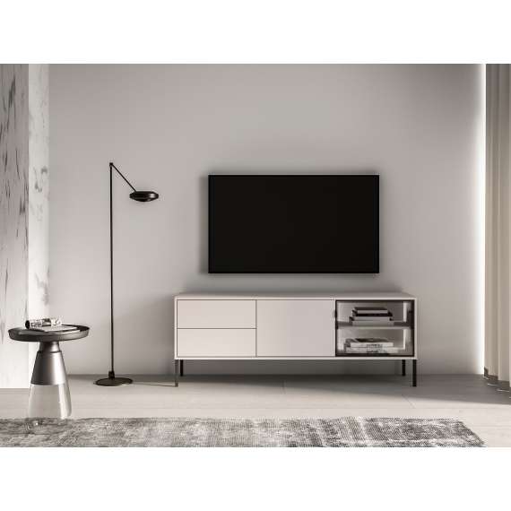 Tv-benk BARNEE 160x59 cm - 2 dører - 2 skuffer -  cashmere