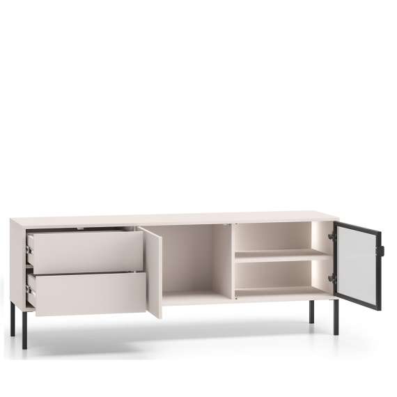 Tv-benk BARNEE 160x59 cm - 2 dører - 2 skuffer -  cashmere