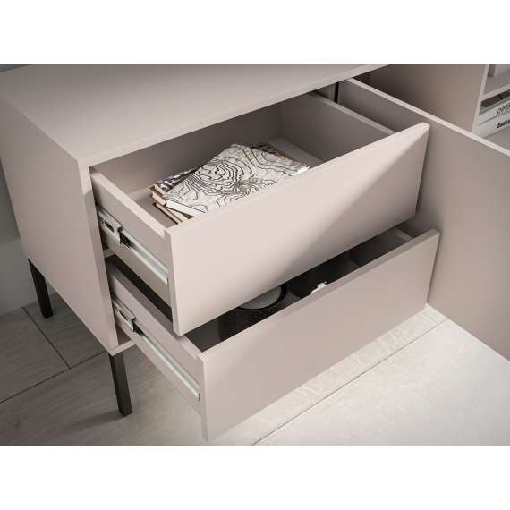 Tv-benk BARNEE 160x59 cm - 2 dører - 2 skuffer -  cashmere