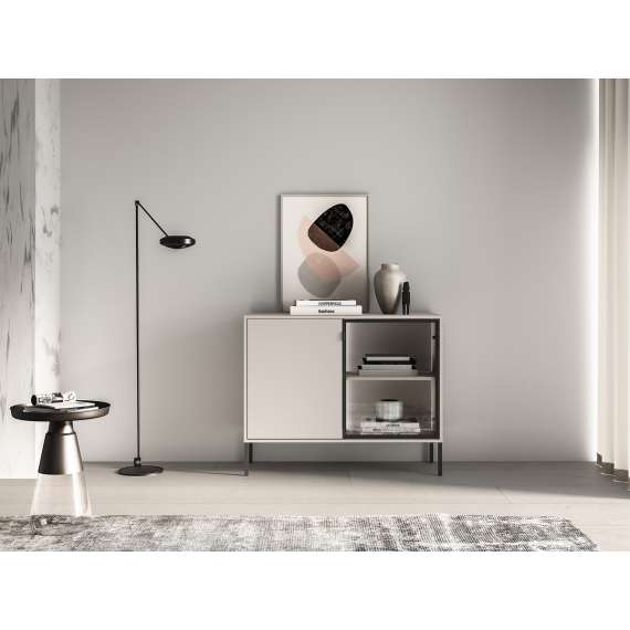 Skjenk BARNEE 107x86 cm - 2 dører -  cashmere - LED